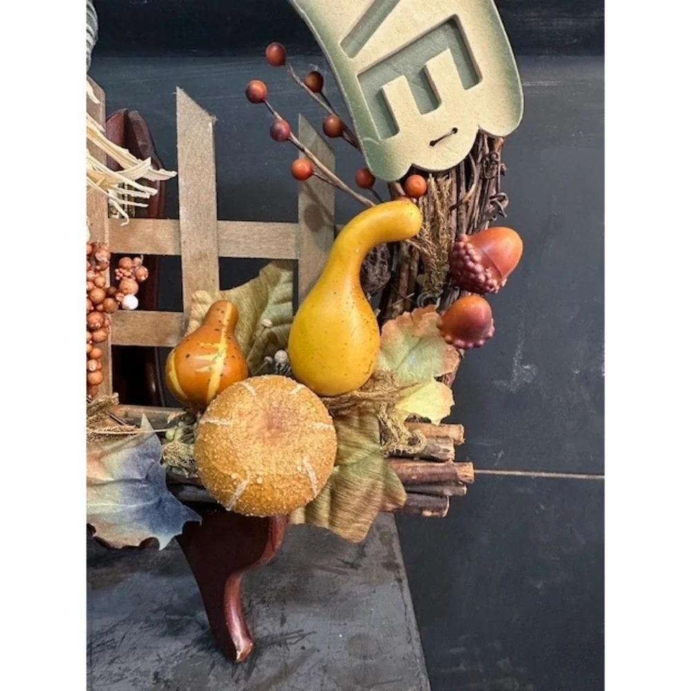 Dan Dee Scarecrow Welcome Wreath Fall Harvest Grapevine Door Decor‎ Rustic 16in